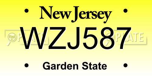 WZJ587 New Jersey License Plate