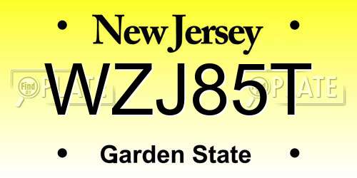 WZJ85T New Jersey License Plate