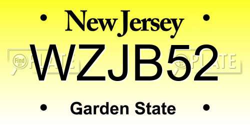 WZJB52 New Jersey License Plate