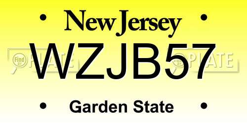 WZJB57 New Jersey License Plate