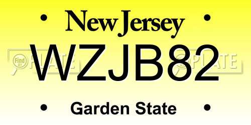 WZJB82 New Jersey License Plate