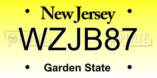 WZJB87 New Jersey License Plate