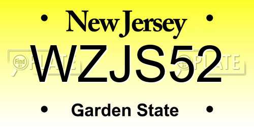 WZJS52 New Jersey License Plate