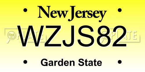 WZJS82 New Jersey License Plate