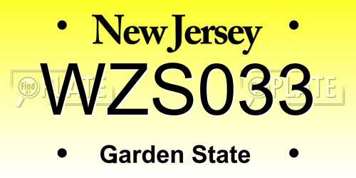 WZS033 New Jersey License Plate