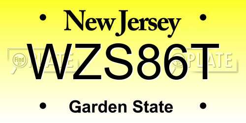 WZS86T New Jersey License Plate