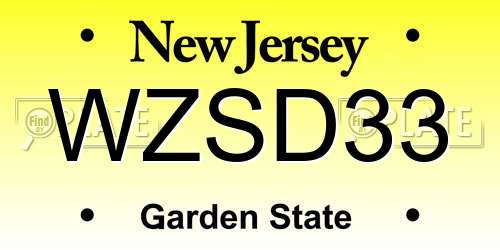 WZSD33 New Jersey License Plate
