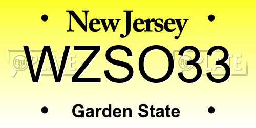 WZSO33 New Jersey License Plate