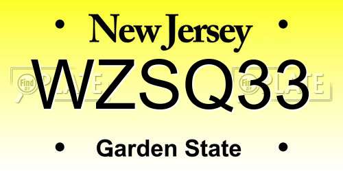 WZSQ33 New Jersey License Plate