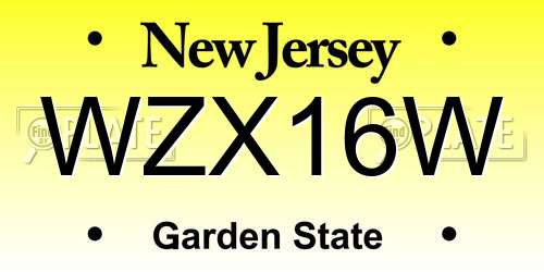 WZX16W New Jersey License Plate