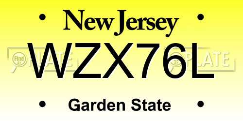 WZX76L New Jersey License Plate
