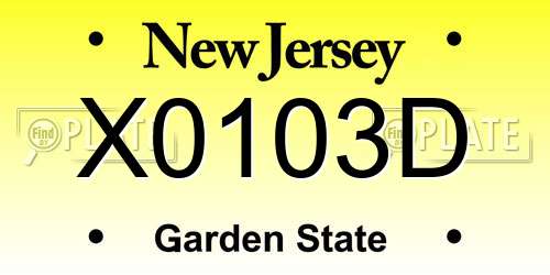 X0103D New Jersey License Plate
