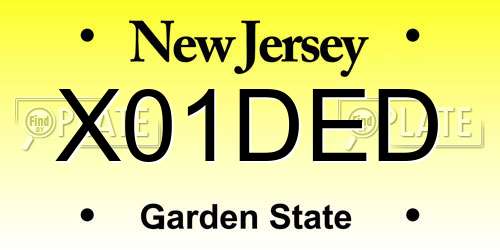 X01DED New Jersey License Plate
