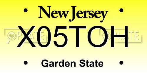 X05TOH New Jersey License Plate