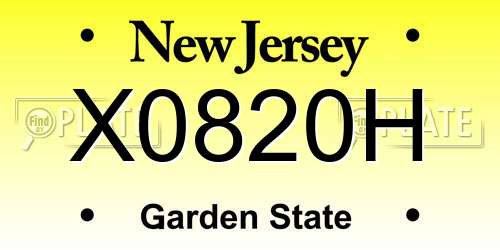 X0820H New Jersey License Plate