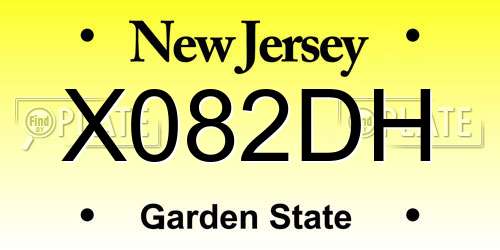 X082DH New Jersey License Plate