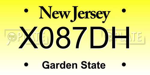 X087DH New Jersey License Plate