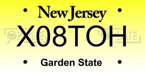 X08TOH New Jersey License Plate
