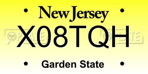 X08TQH New Jersey License Plate
