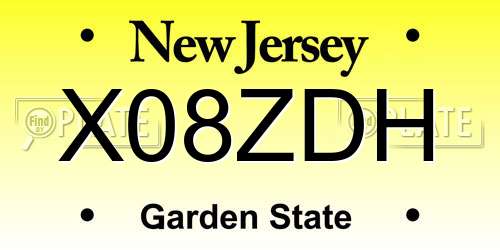 X08ZDH New Jersey License Plate
