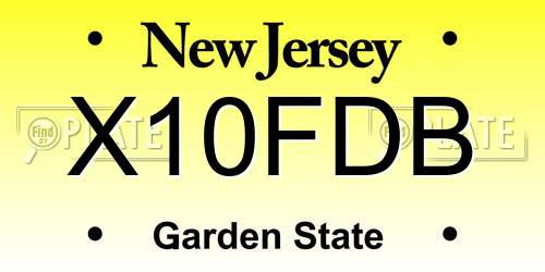 X10FDB New Jersey License Plate