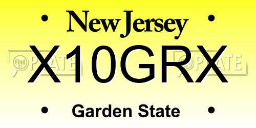 X10GRX New Jersey License Plate