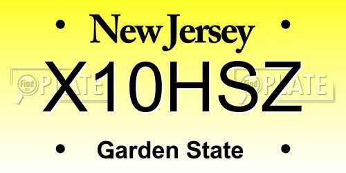 X10HSZ New Jersey License Plate