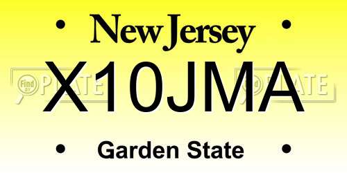 X10JMA New Jersey License Plate