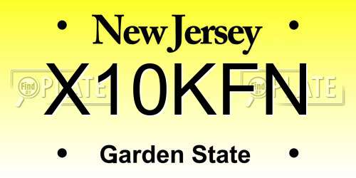 X10KFN New Jersey License Plate