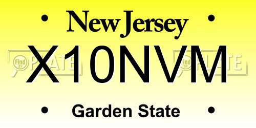 X10NVM New Jersey License Plate