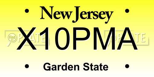 X10PMA New Jersey License Plate