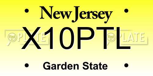 X10PTL New Jersey License Plate