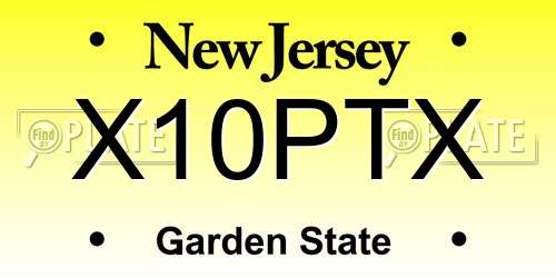 X10PTX New Jersey License Plate
