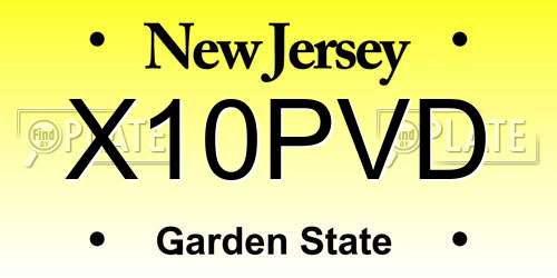 X10PVD New Jersey License Plate