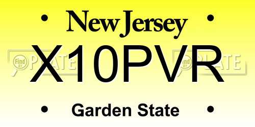 X10PVR New Jersey License Plate