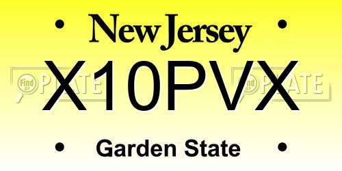 X10PVX New Jersey License Plate