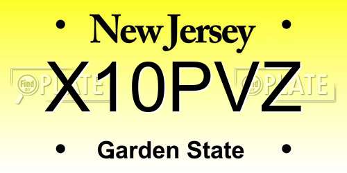 X10PVZ New Jersey License Plate