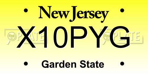 X10PYG New Jersey License Plate