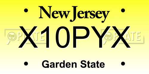 X10PYX New Jersey License Plate