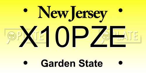 X10PZE New Jersey License Plate