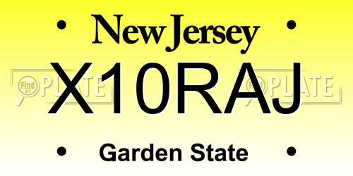 X10RAJ New Jersey License Plate