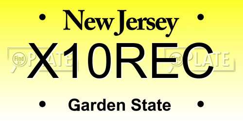 X10REC New Jersey License Plate