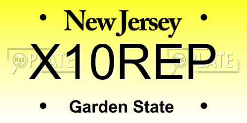 X10REP New Jersey License Plate