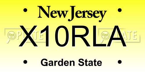 X10RLA New Jersey License Plate