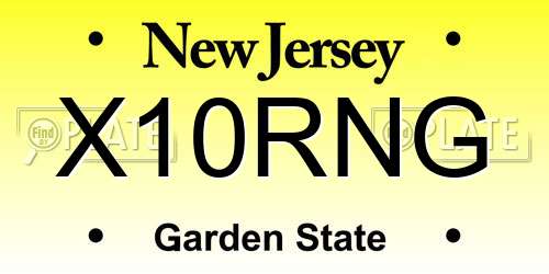 X10RNG New Jersey License Plate