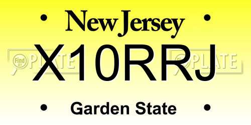 X10RRJ New Jersey License Plate