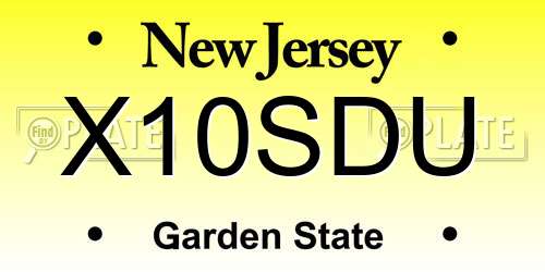 X10SDU New Jersey License Plate