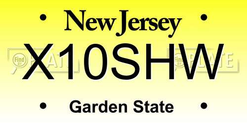 X10SHW New Jersey License Plate