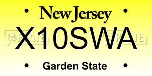 X10SWA New Jersey License Plate