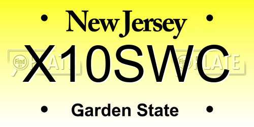 X10SWC New Jersey License Plate